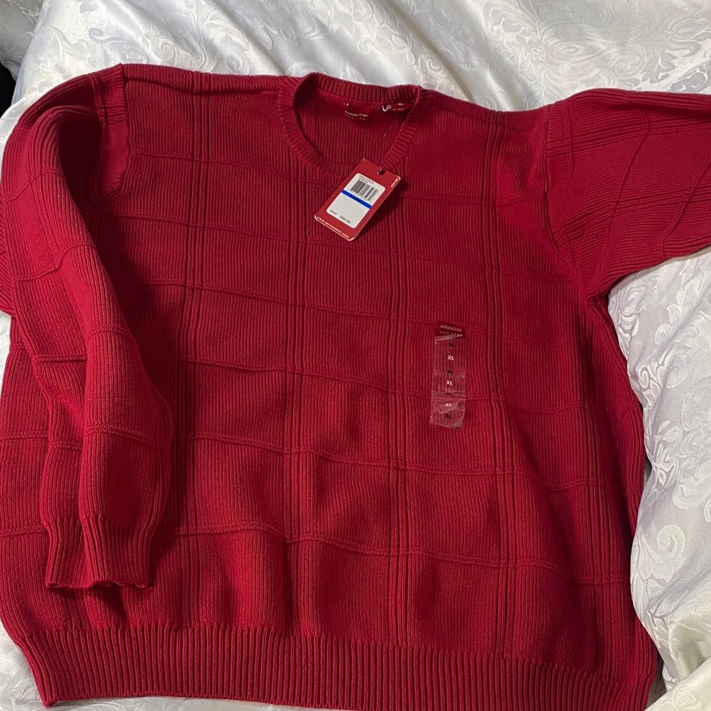 NWT Arrow Men's Red Sweater XL crew neck
